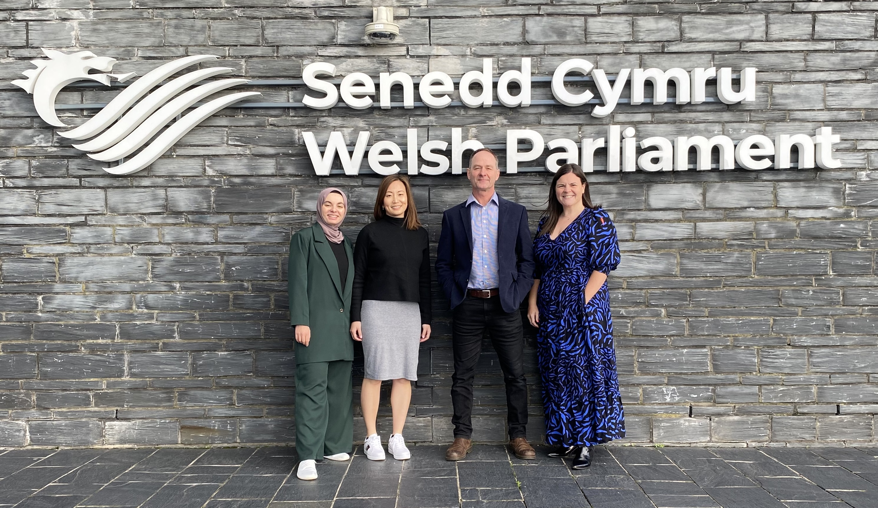 group picture outside Welsh Senedd