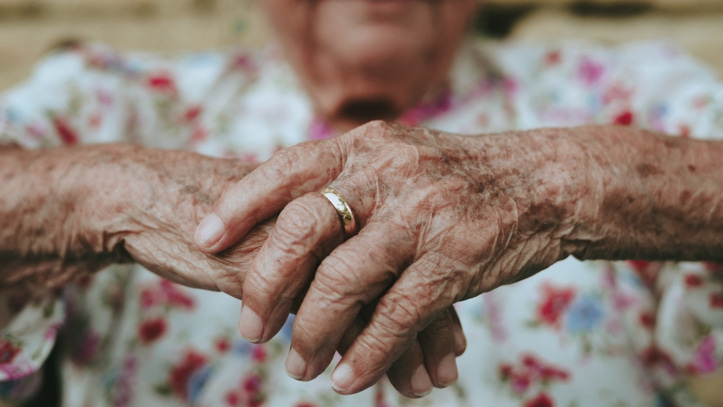 A close-up photo of an older woman's hands