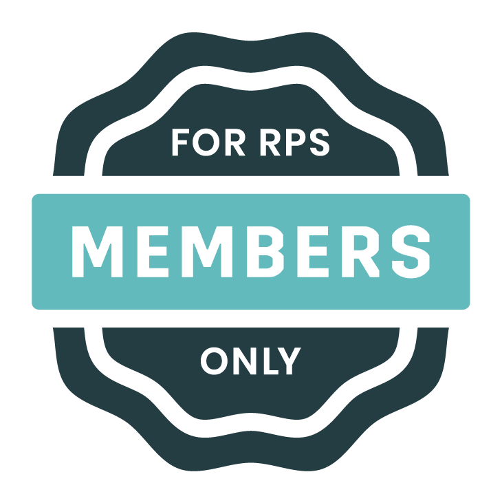 "For RPS members only" rubber stamp graphic